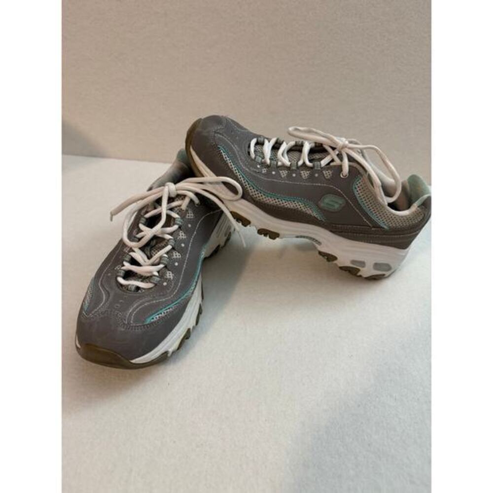 Skechers Women's US 10 EU 40 D'Lites 119361 Rhinestone Sneakers Gray Turquois